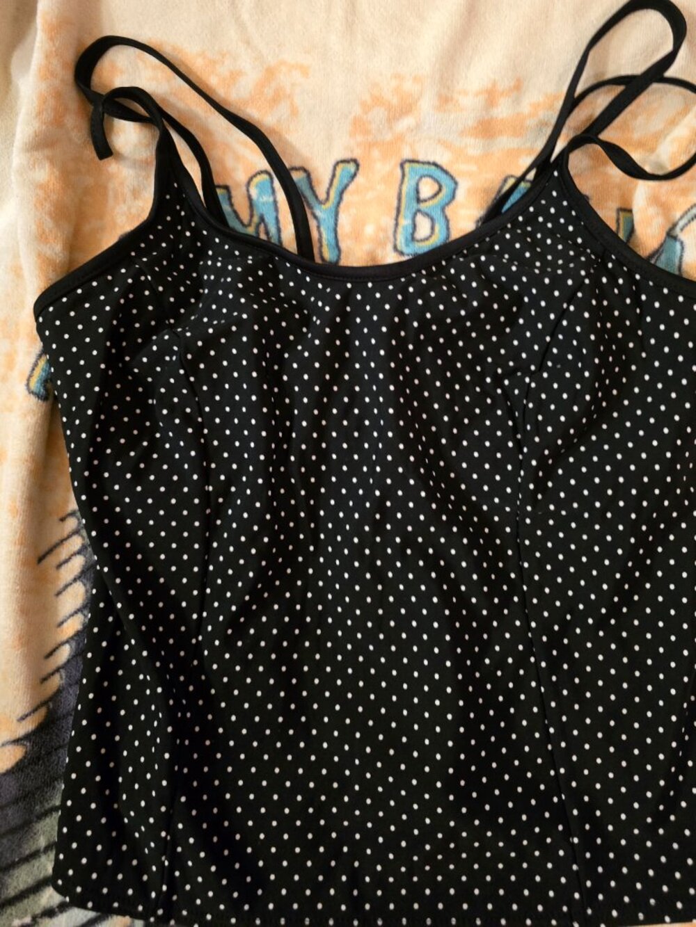 White on Black Polka Dot Miraclesuit Swim Top